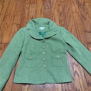 Green Ann Taylor Loft feminine retro‎ blazer size 2